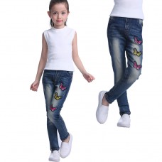 Butterfly patch pull-on jeans